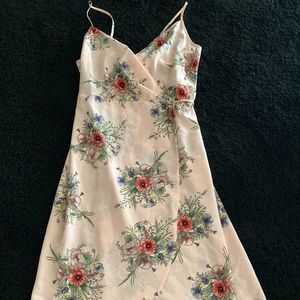 Pink floral midi wrap dress